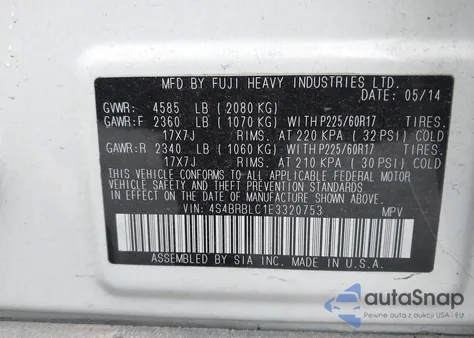 2014 Subaru Outback 2.5I Limited из США, поврежденный, VIN 4S4BRBLC1E3320753